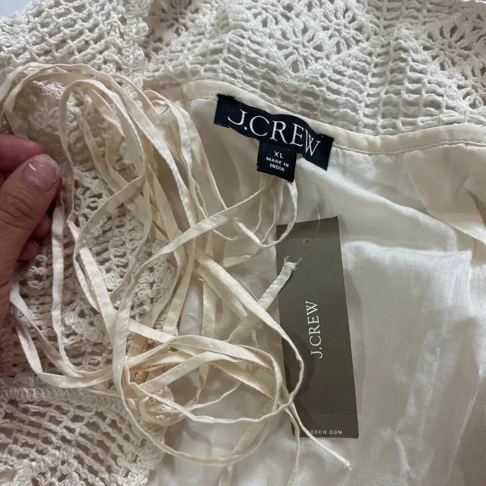 NWT J.Crew Womens XL Crochet Midi Dress European Coastal Vacation Belted Resort